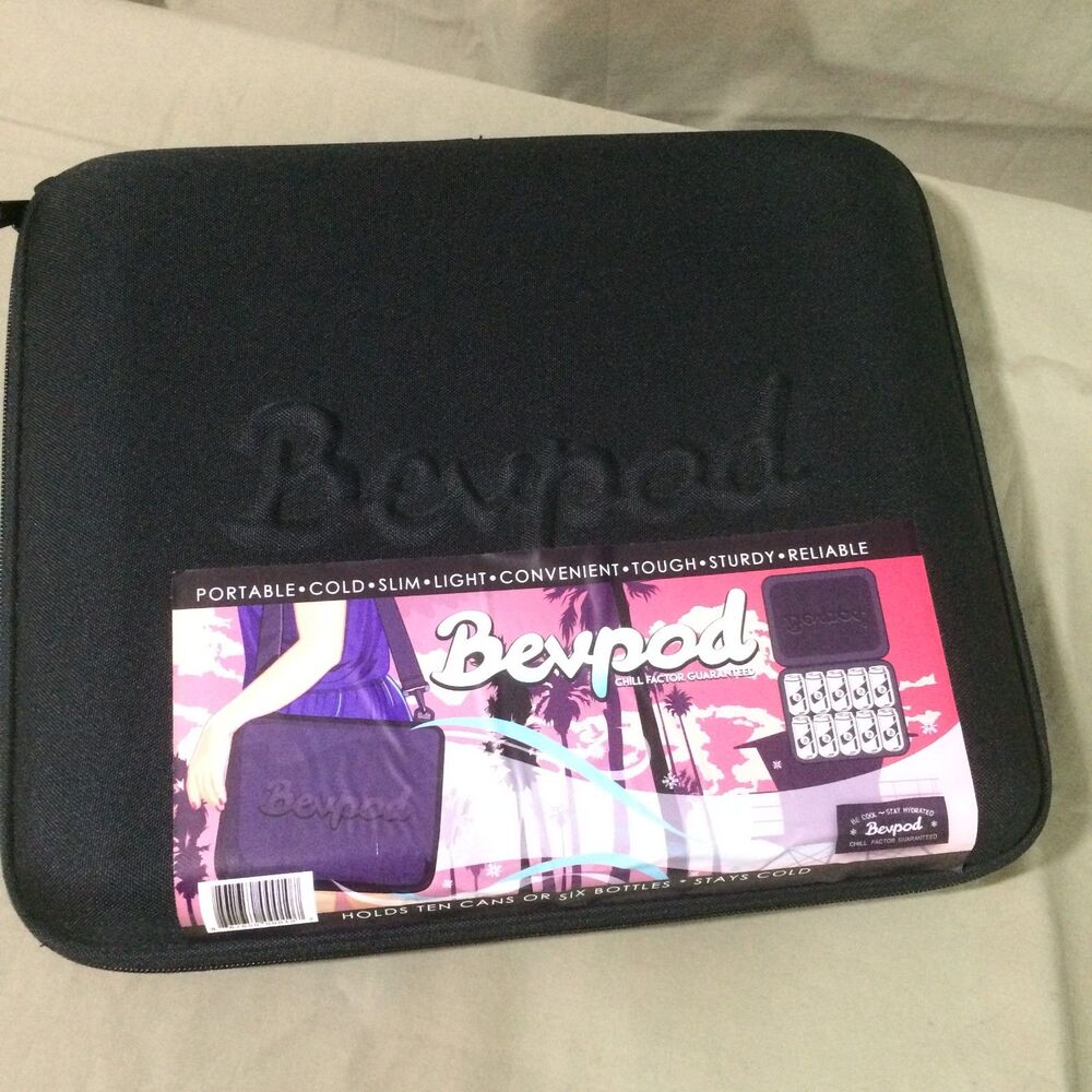 Bevpod Insulated Cooler Bag Holds 10 Cans 6 Bottles New with Freezer Packs